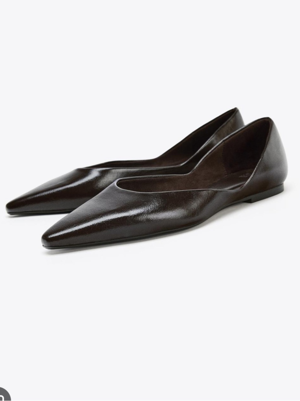 Zara Brown Pointed Leather Flats size 11